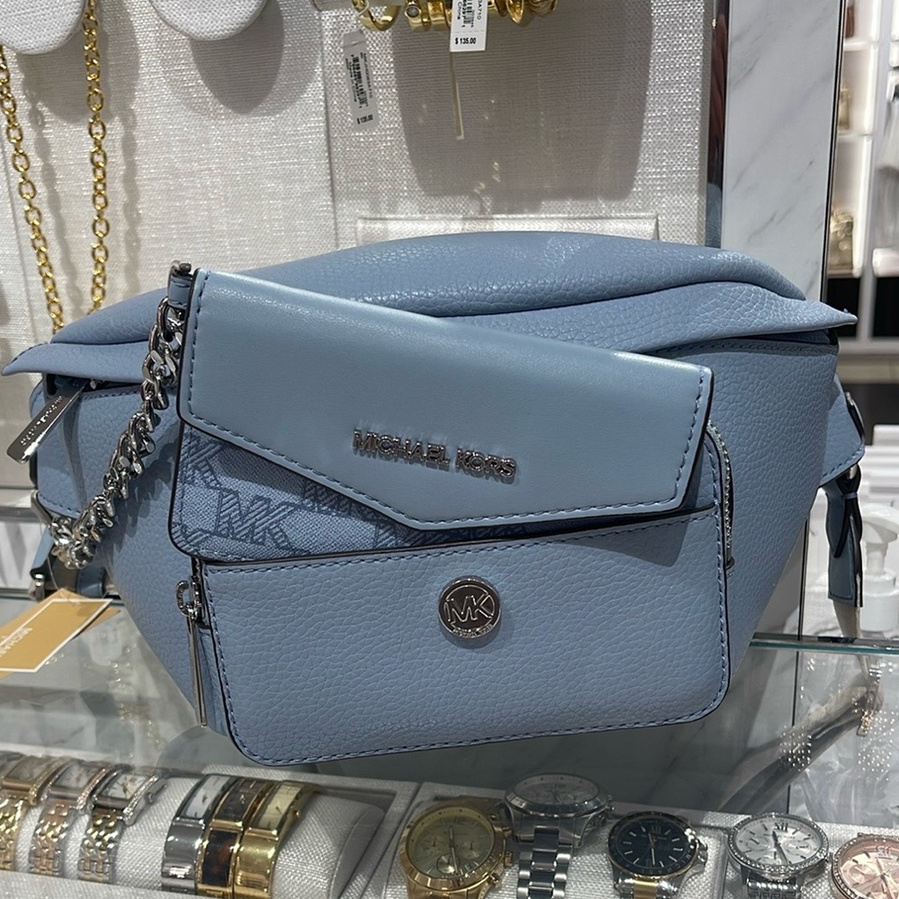 Michael Kors Maisie Large Pebbled Leather 2-in-1 Sling Pack Fanny Pack Waist Bag - Picture 3 of 16